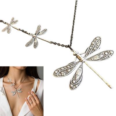 Unique Dragonfly Necklace Pendant Necklace Alloy Texture Dragonfly Charm Necklaces Neck Jewelry for Expressing Love