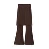 Spicy Girl Autumn 2023 Merlot Knit Slit Culottes: Women's Slimming Fake Two-Piece Elastic Micro Flare Pants