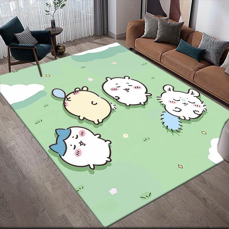 Usagi Flannel Pattern Square Carpet,Area Rug,Carpet Rug for Living Room Bedroom Sofa Playroom Decor,Non-slip Floor Mat