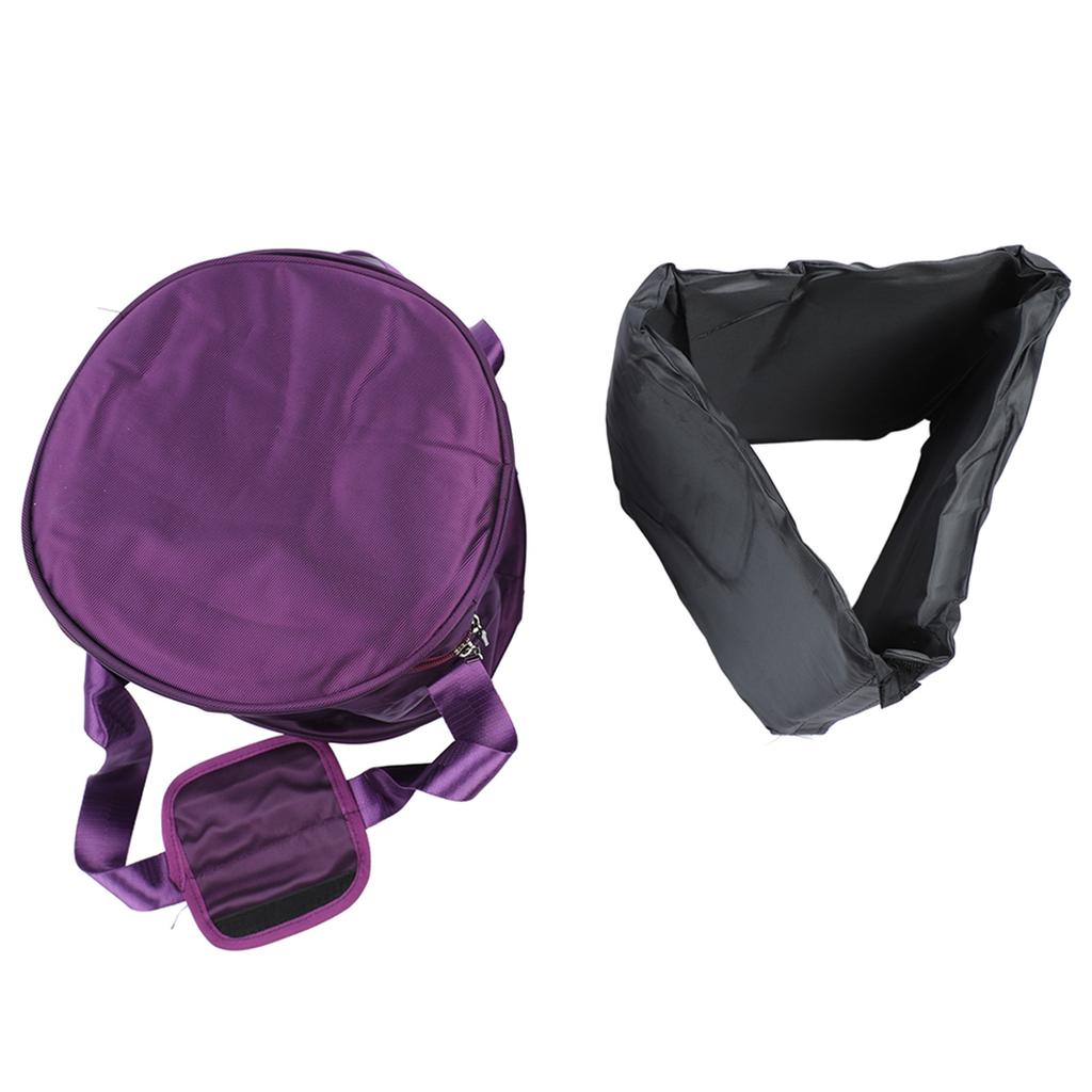 Music Bowl Storage Bag Crystal Singing Bowl Carrying Case with 2 External Pocket Dual Zipper 10in Pure Purple