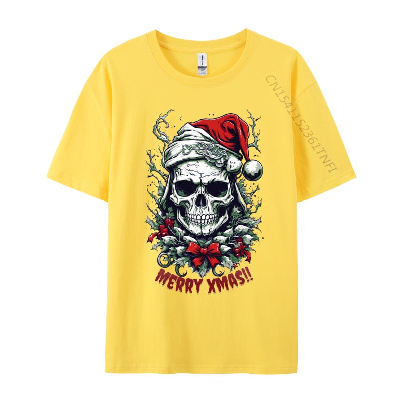 Cool Skull Weihnachten Für die Feiertage T-Shirt Herren Weiches Baumwoll-T-Shirt Ästhetische Camisas Herren T-Shirt Camisas