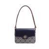 Robinson Classic Double T Logo Magnetic Buckle Messenger Bag Handbag Jacquard and Leather Shoulder Bag Medium Women's Navy Blue 152306-405
