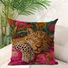 1pc Leopard In Tropical Floral Pillow Cover Bohemian Jungle Animal Cushion Case Gift
