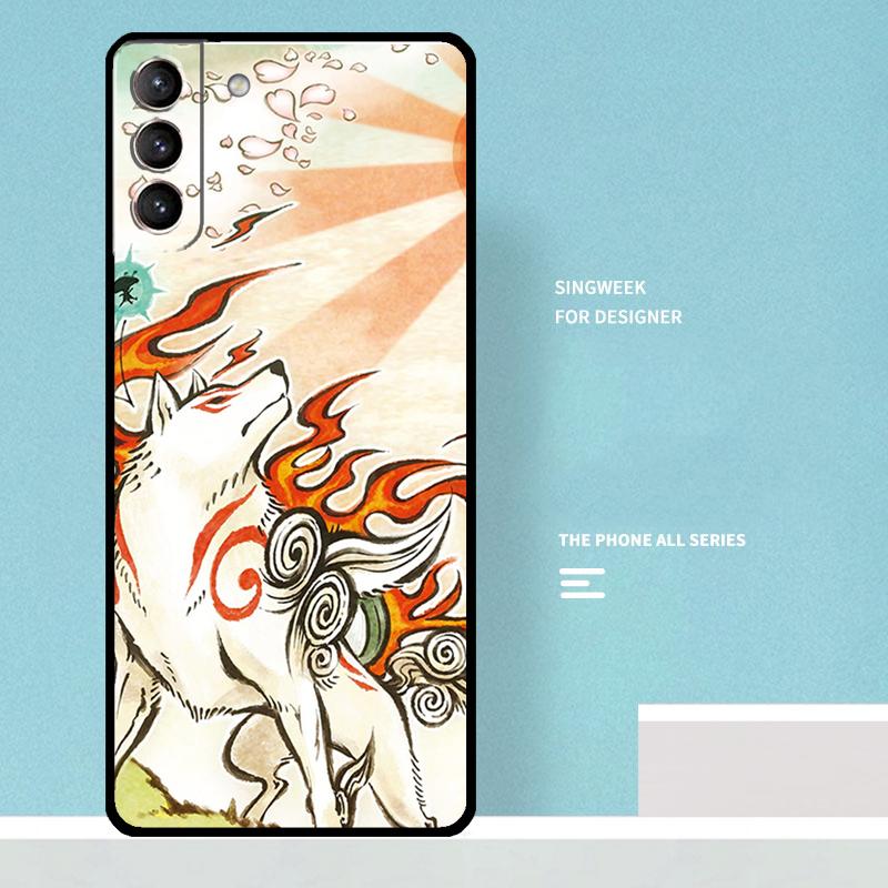 Okami Wolf Case For Samsung Galaxy S23 S24 Ultra S22 S21 Plus Note 10 Note 20 S9 S10 S20 S21 FE Cover