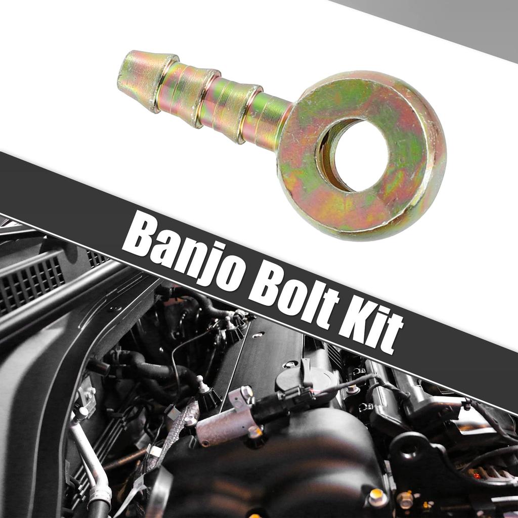 X AUTOHAUX Banjo Bolt Kit Banjo Bolt Hose Barb Fitting Brake Line Fitting Adapter
