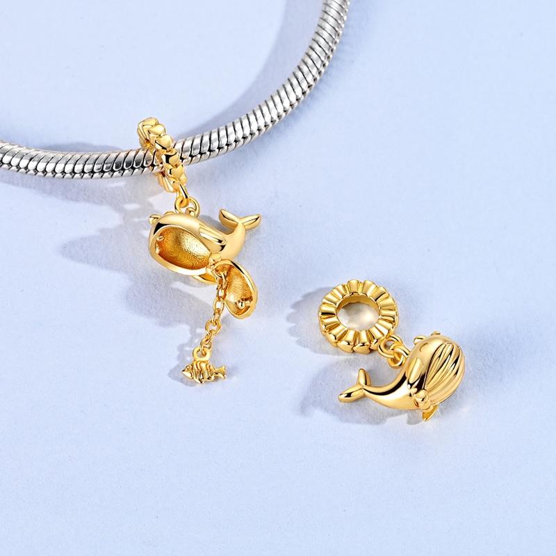 Nuevo En Elementos 18K Chapado en Oro Colgante Charm Cuentas Se Adapta a Pulsera de 3 mm Collar Para Mujer Joyería Fabricación DIY Regalos