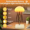 LED Jellyfish Lamp RGB Gradient Jelly Fish Light with Dancing Legs and Touch Sensor Rechargeable Cute Desk Lamp for Bedrooms,  (Hanging + Base)