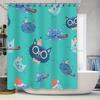 Blue Cat Print Shower Curtain with Santa Hat Christmas Decoration for Bathroom Decorations Home Accessories