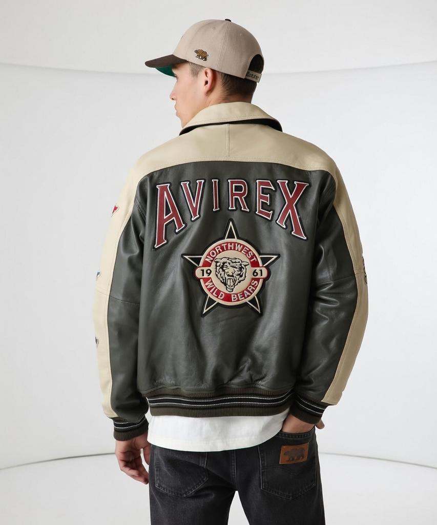 Avirex Leather Stadium Jacket / 7833950013 Green