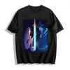 Anime Style Glowing Sword Character Print T-Shirt Trendy Couple Loose Breathable Casual Top Pure Cotton T-shirt