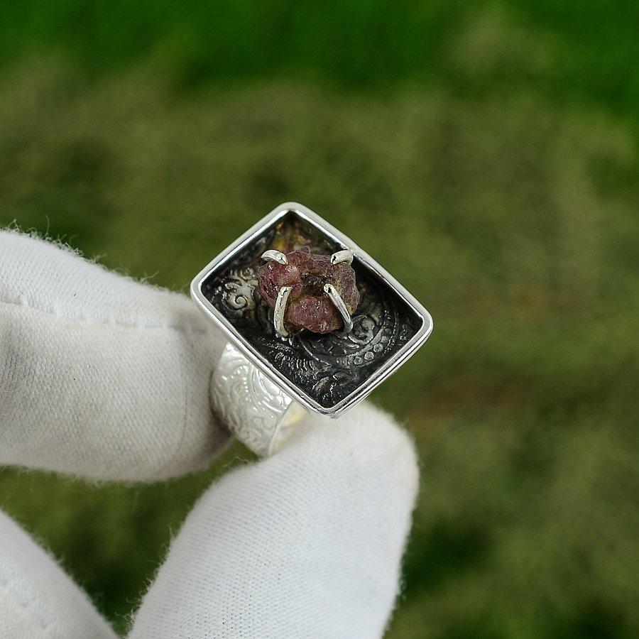 Gift For Women Statement Adjustable Ring 925 Silver Natural Amethyst Rough Adjustable