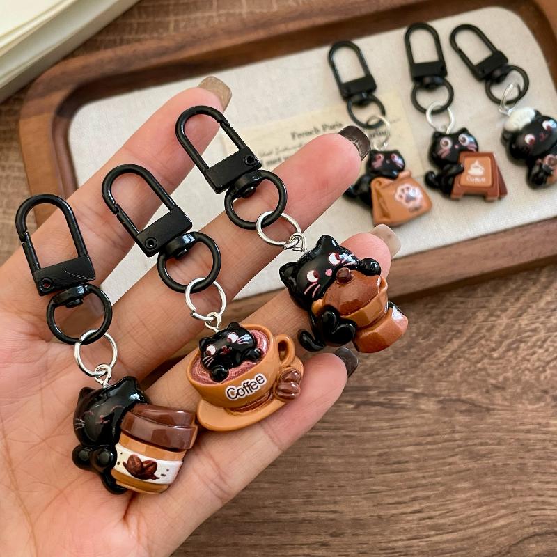 Black Cat Keychain Cute Cartoon Bag Pendant Keychain for Backpack Wallet Handbag Girlfriend Gift