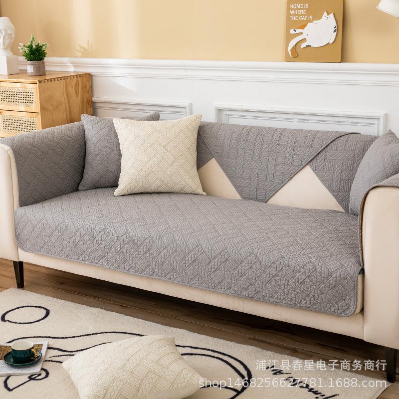 Nordic Modern Simple Sofa Cushion Pure Cotton Four Seasons Universal Non-Slip Gray Cushion Cover Cloth Cover