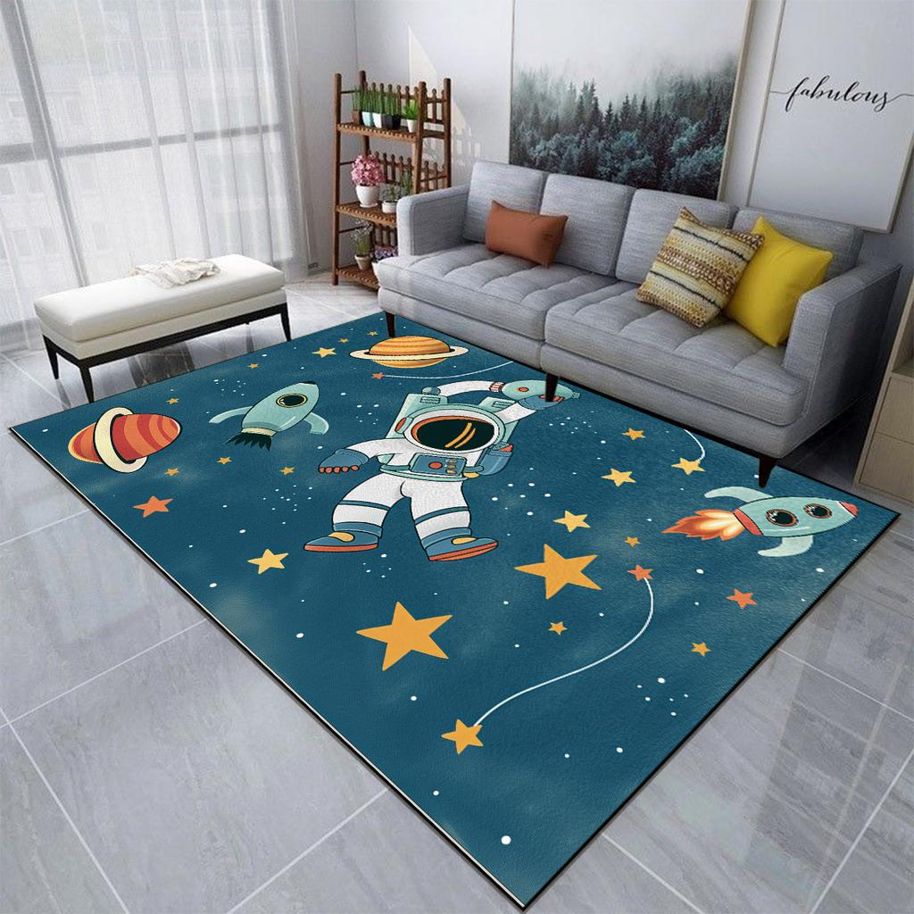 Spaceman Animation Carpet for Living Room Ins Children's Room Large Size Soft Rugs Cute Style Non-slip Washable MAT Customizable