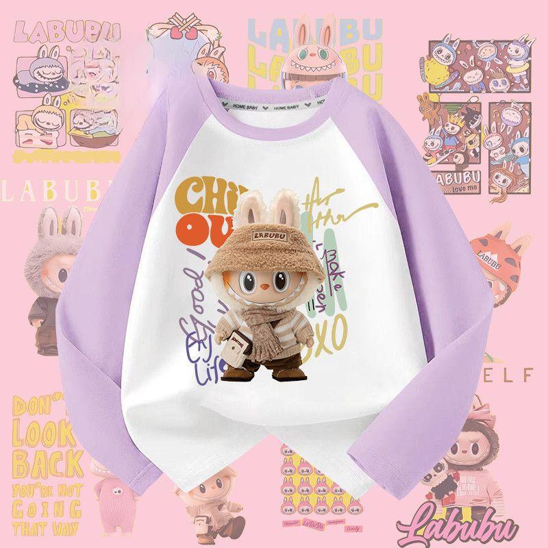 

Осенняя детская футболка с длинным рукавом из чистого хлопка, повседневная футболка для девочек 120