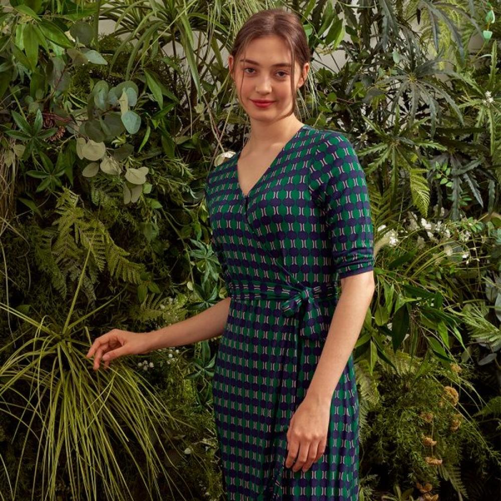 Lipbbam Creola Vivianne 3 4 Sleeve Frill Wrap Dress Ldm42gv101