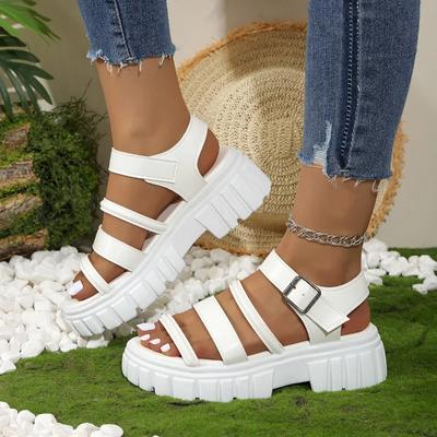 Fashion Ladies Shoes On Sale 2024 High Quality Ankle Strap Women's Sandals Summer Open Toe Buckle Solid Platform Block Heels Sandals