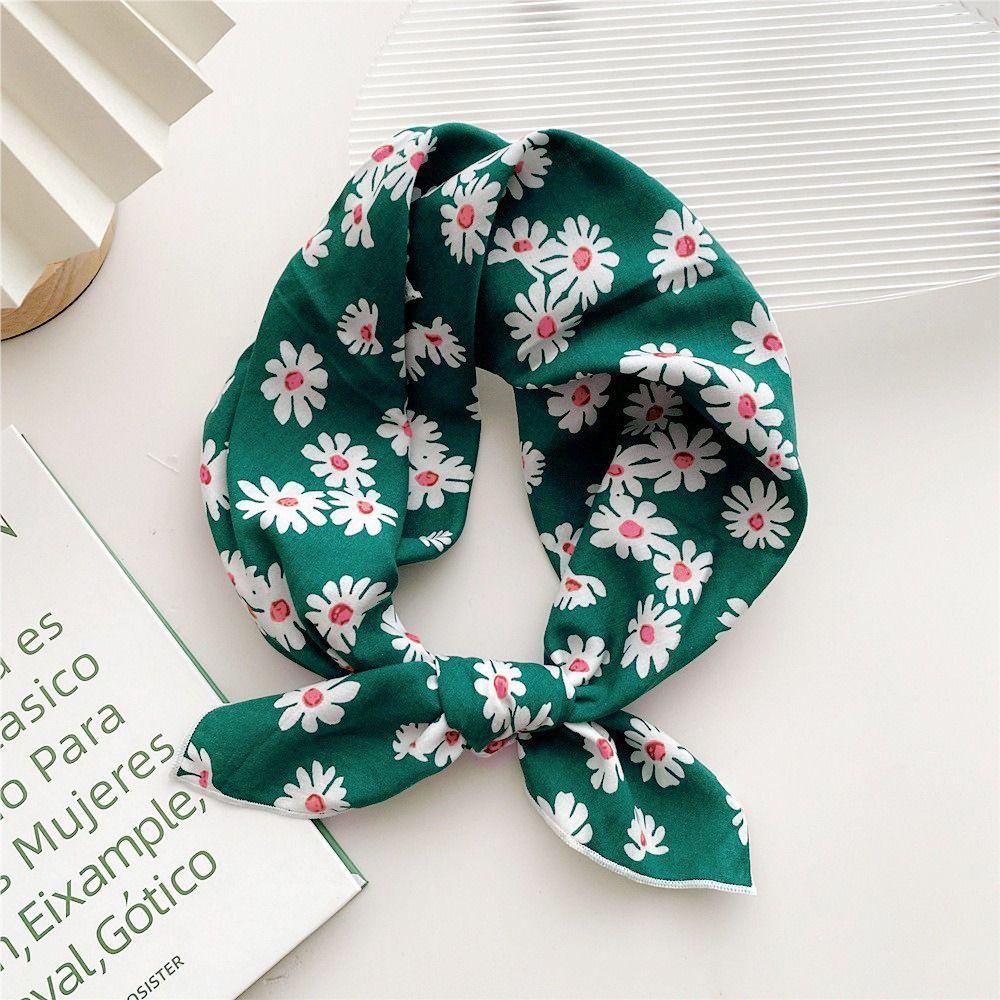 

Head Scarf Cotton Linen Square Scarf Pastoral Style Floral Kerchief Printed Silk Scarf Female H