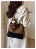 Dam Retro Frostad Mocka Hinkväska - Koreansk Stil Färgblock, Enkel Pendling, 2025 High-End Enkel Axelväska.