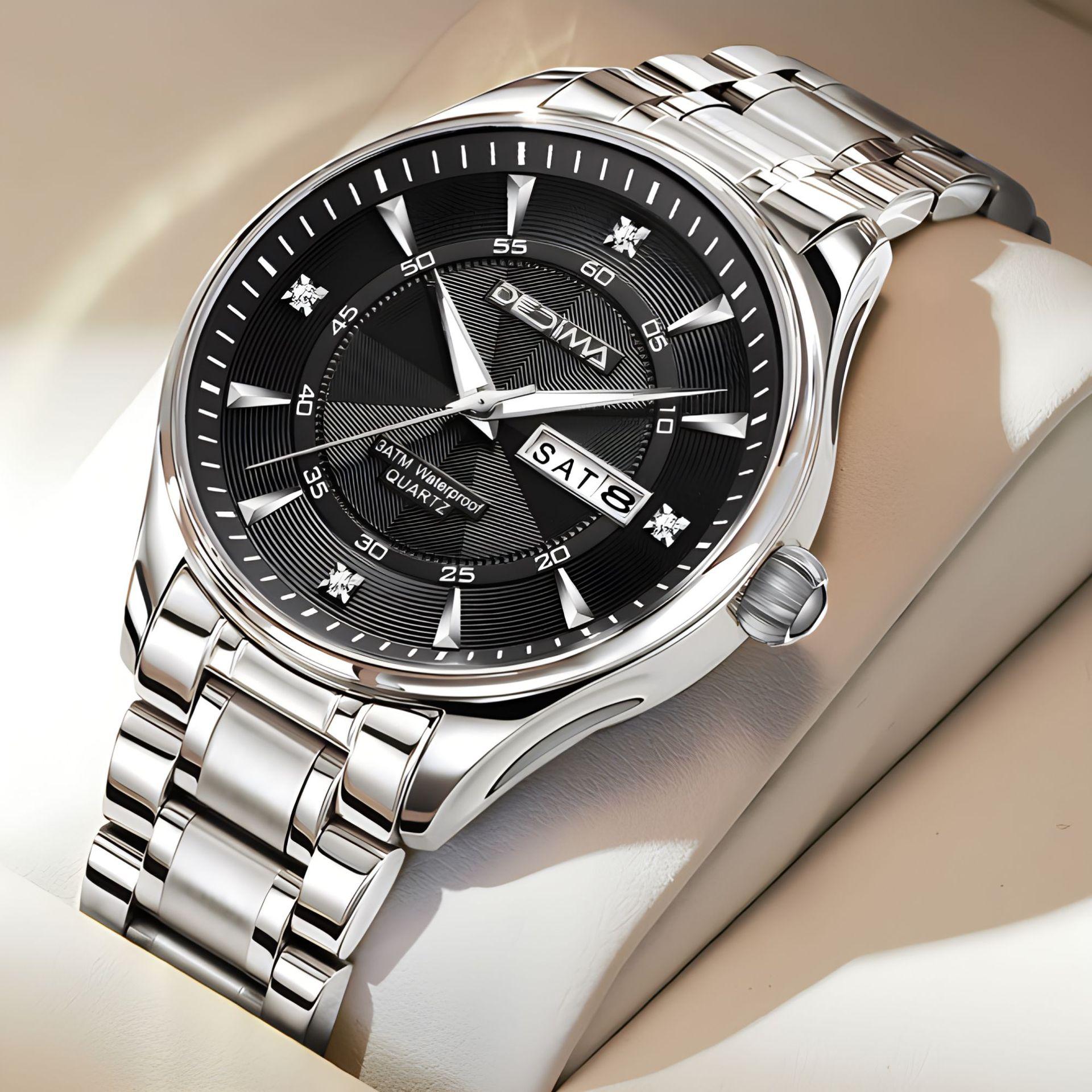 

Роскошные деловые мужские наручные часы, водонепроницаемые, светящиеся, с датой, неделей, мужские часы для мужчин, кварцевые часы, мужские часы из нержавеющей стали