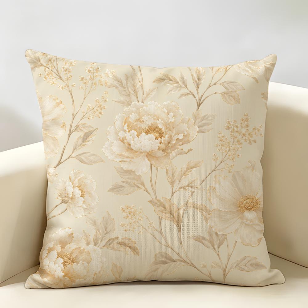 French Minimalist Luxury Flowers Cushion Cover Durable Hypoallergenic Organic Linen Short Pillow Cover Washable