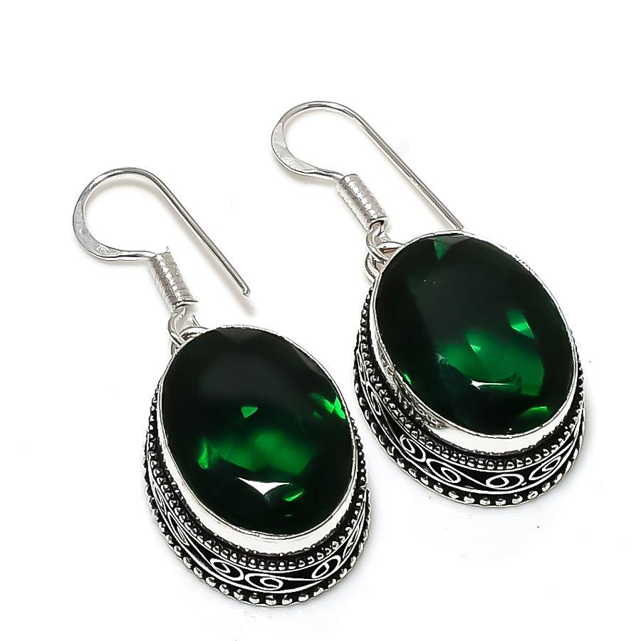 

Винтажные серьги ручной работы с хром-диопсидом, этнические украшения, 1,50 дюйма, VR-2278