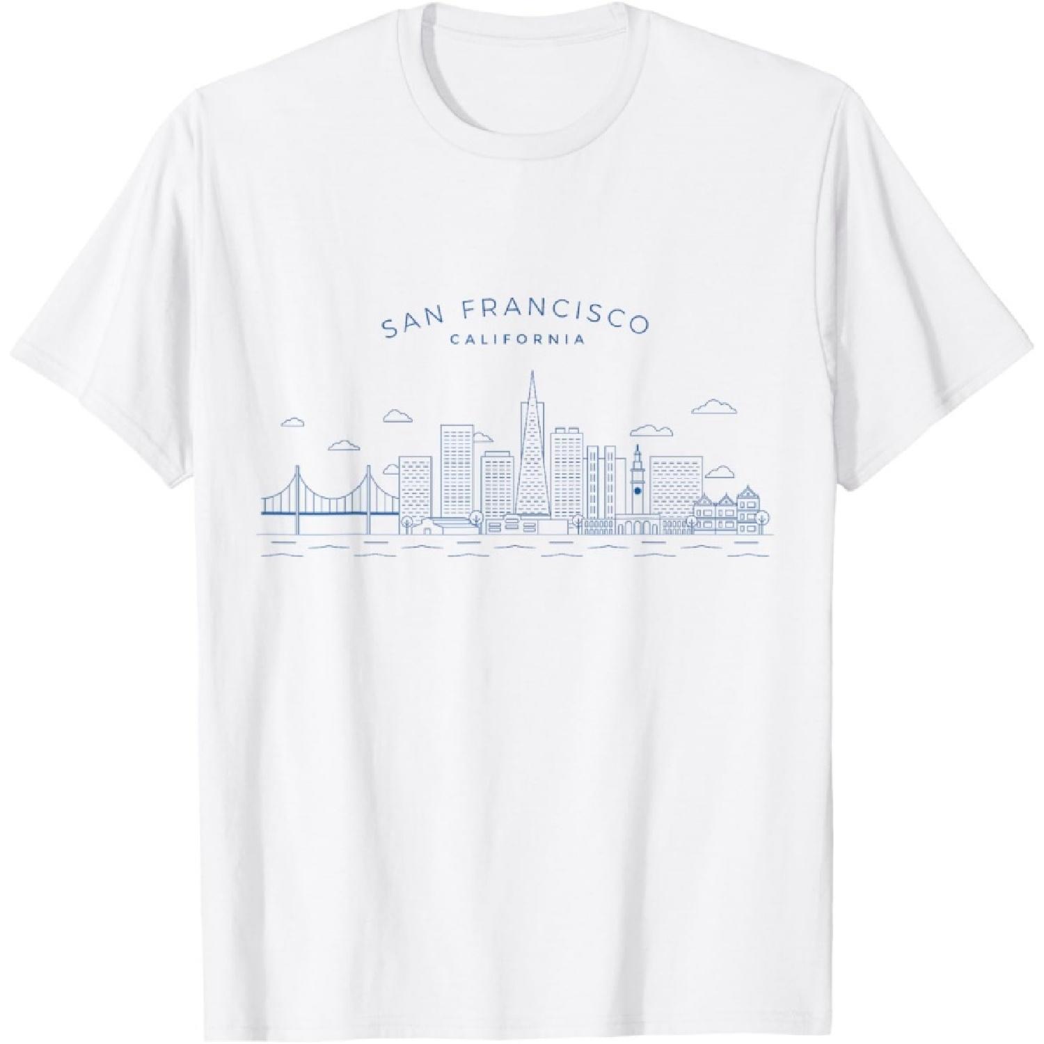 San Francisco Skyline Golden Gate Bridge USA California T-Shirt S