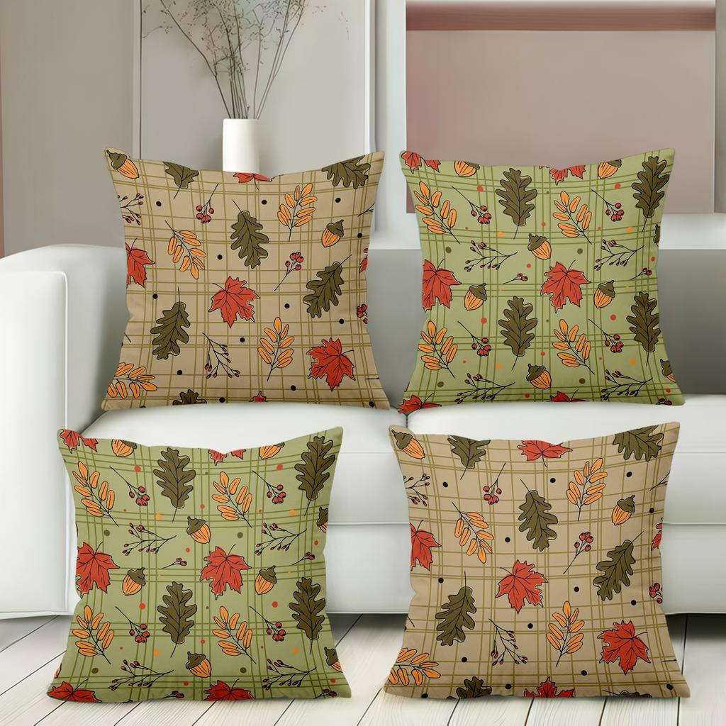 Autumn Leaves Oak Berry Pattern Decorative Throw Pillows Polyester pillowcase, sofa decorative cushion cov Headboard Pillow