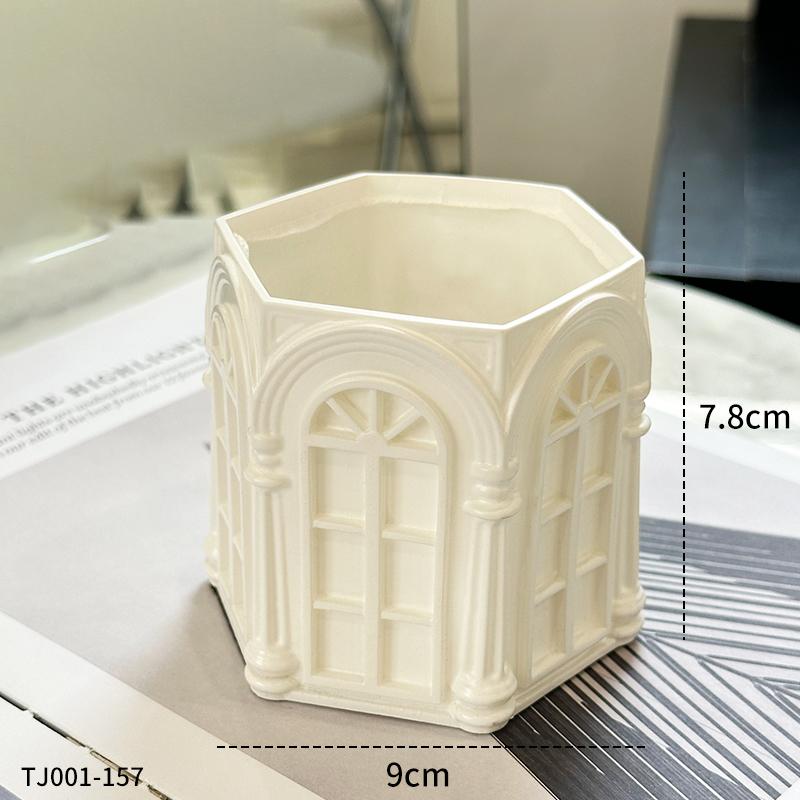 Retro Roman Side House Relief Pen Holder Office Stationery Multi Functional Storage Student Creative Desktop Decoration