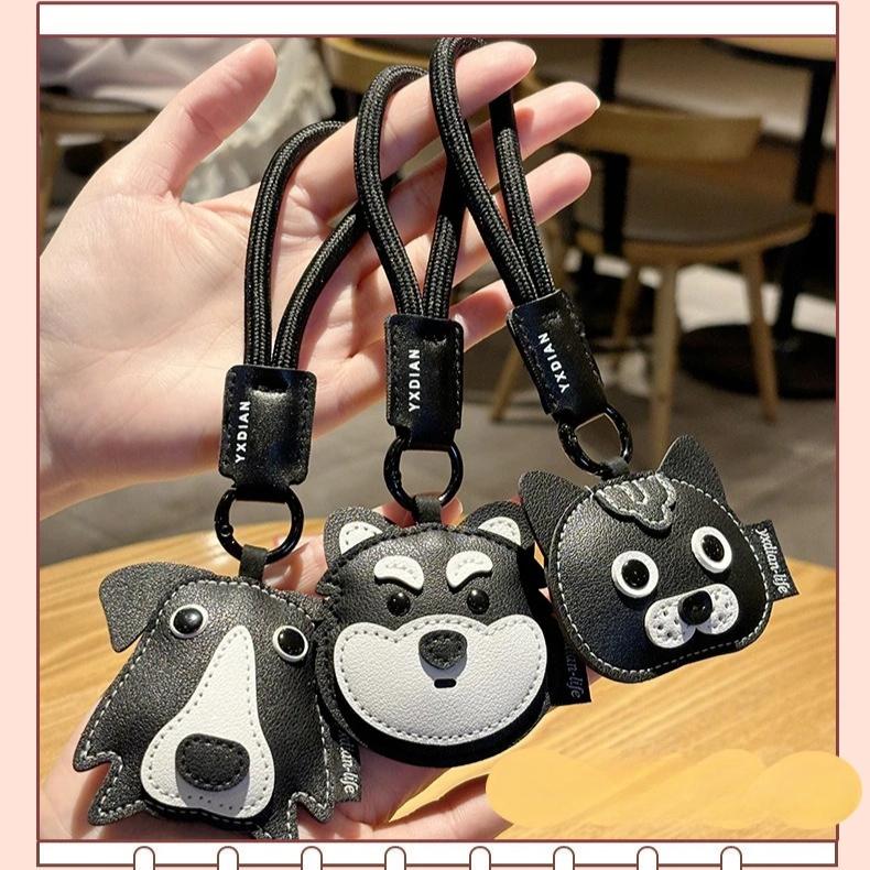 Lovely Puppy Key Chains Durable Strap High Quality PU Cartoon Dog Pendants Woman's Handbag Ornaments