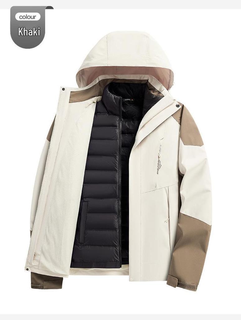 Women's Camel HJCAMEL 3-in-1 Windproof Down Jacket - Thick Winter Mountaineering Suit & Windbreaker Coat