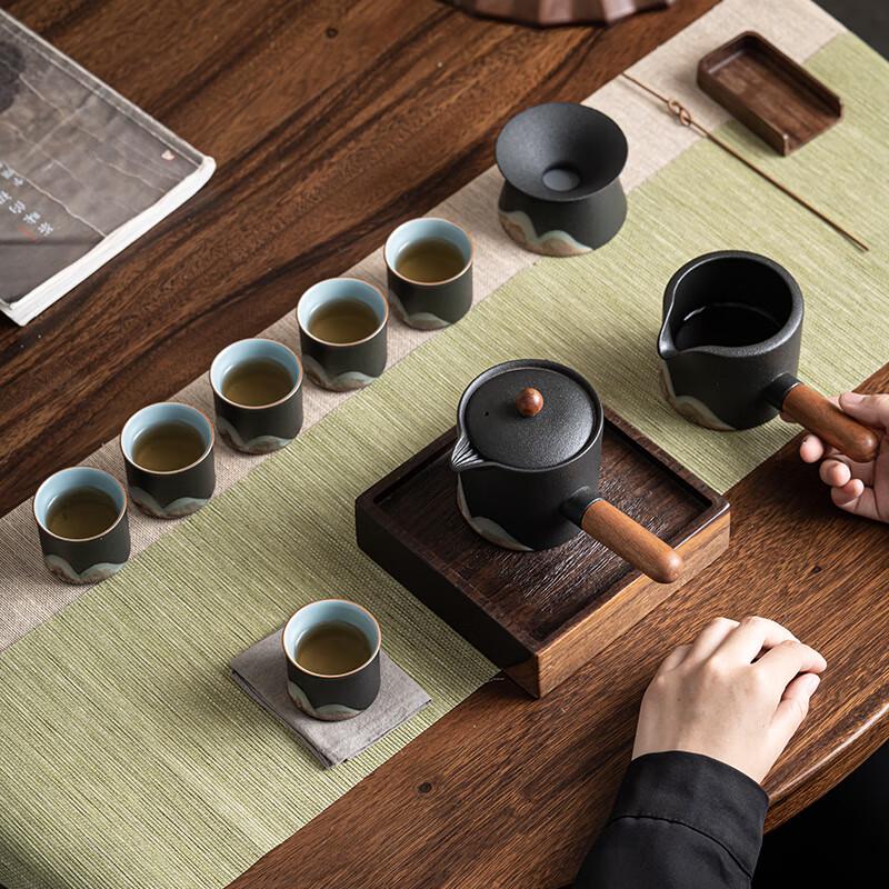 Su-style Ceramic Hand-Painted 'A Thousand Li of Rivers and Mountains' Gongfu Tea Set