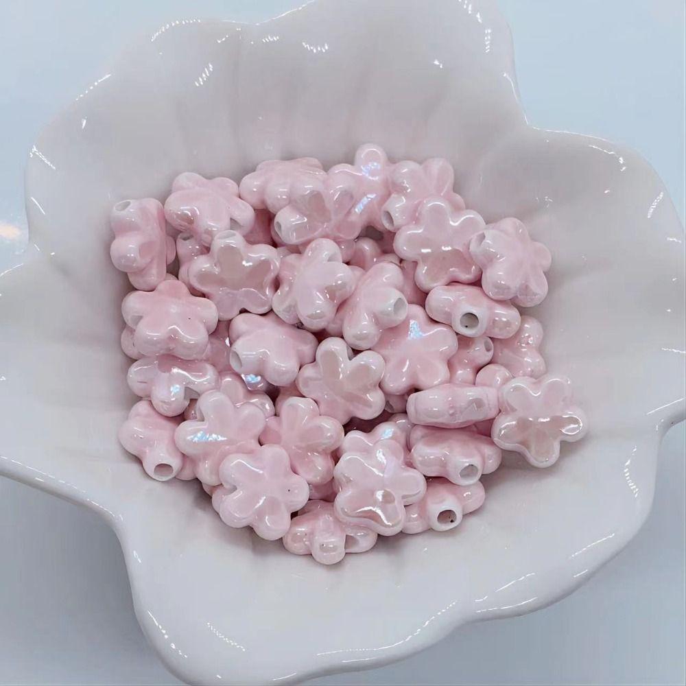 10pcs Ceramic Five-petaled Flower Bead Handmade Craft Jewelry Making Material Gift