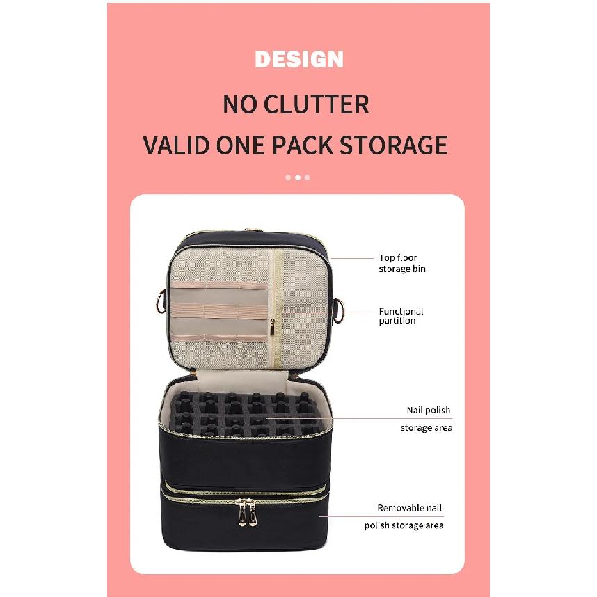 3 Layer Nail Polish Storage Bag Cosmetic Bag Portable Handbag for Women Travel Essential Oil Bag Nail Care Tool Storage Box