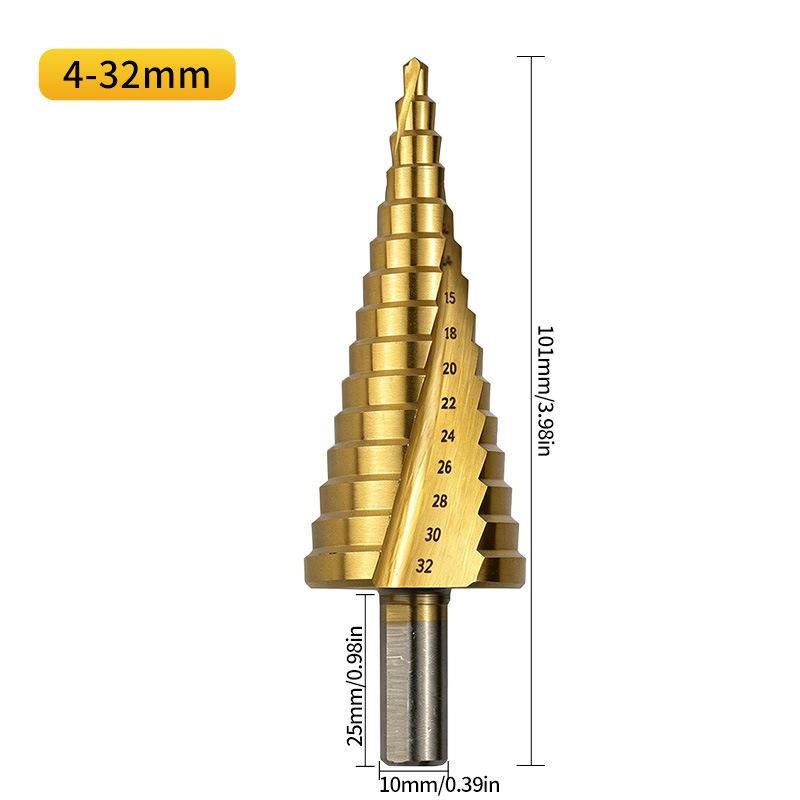 Triangle Shank Spiral Flute Step Drill Bit Set (Sizes 4-12, 4-20, 4-32)
