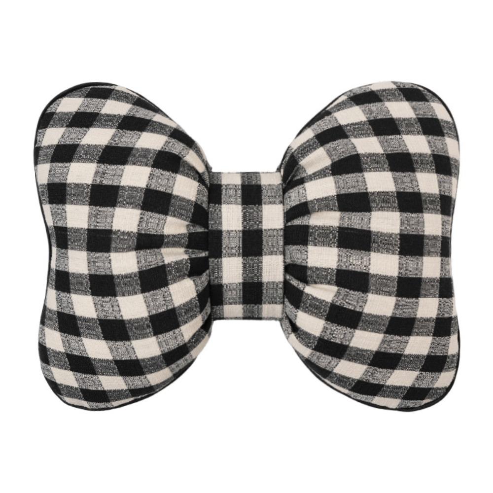 Grid Pattern Bowknot Pillows Plaid Interior Car Seat Cushion Bow Shape Pillow  Adults Use