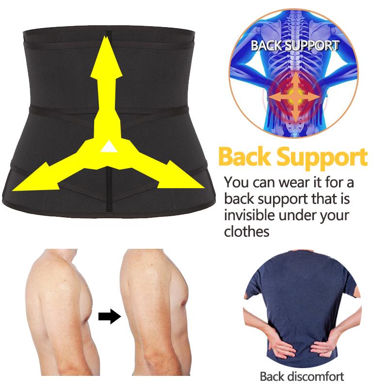 Mens Neoprene Waist Trainer Adjustable Strap Belly Slimming Belt Sauna Sweat Band Active Waist Trimmer