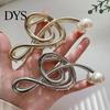 Unique Hair Clip Claw Musical Note Shape Faux Pearl Wedding Back Head Shower Decorative Accessory