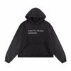 Oversized Unisex Hooded Sweatshirt With Distressed Washed Letter Print Cotton Blend Casual Top Teens Adults
