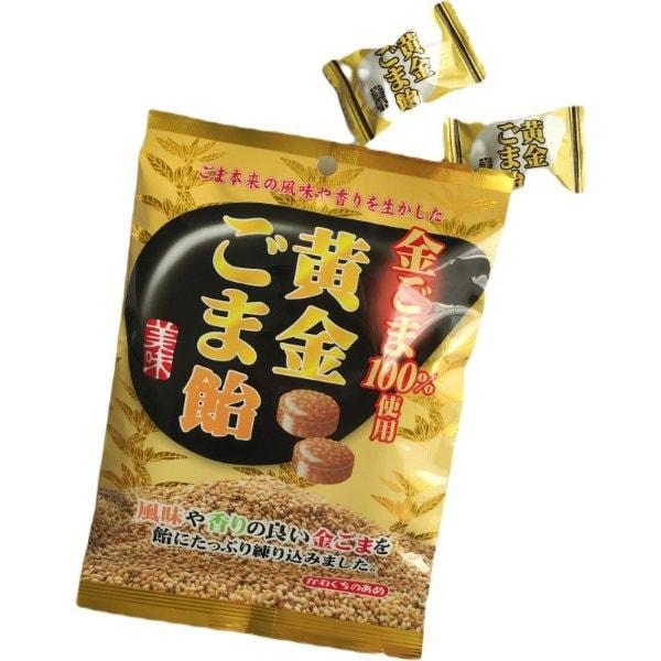 Kawaguchi Seika Gyldent sesamgodteri 88g Egenskaper Gyldent sesamgodteri er laget ved å elte en lar Egenskaper Gyldent sesamgodteri er laget av knea