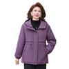 Velvet-Lined Plain Windbreaker: Casual Plus Size Winter Jacket for Middle-Aged and Elderly Women