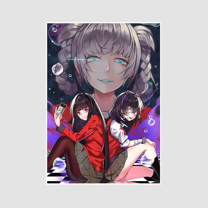 Classic Anime Kakegurui Posters Retro White Paper Manga Figure Poster Decor Prints Clear Image Bedroom Bar Decoration Art Painting Decorative Pictures