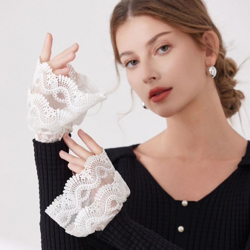 Breathable Lace Detachable Sleeve Wrist Cuffs Sleeves Multipurpose Arm Covers For Office Women Formal Event Daily Outfit