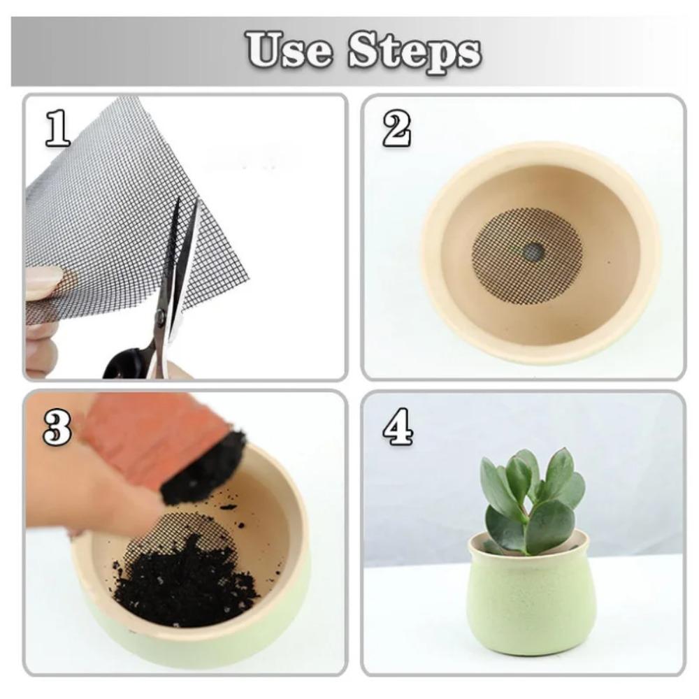 200 Piece Pot Mat Round Hole To Prevent Soil Loss Plant Drainage Screen Gasket Gardening Supplies Breathable and Insect Proof Plastic for Flower Pots