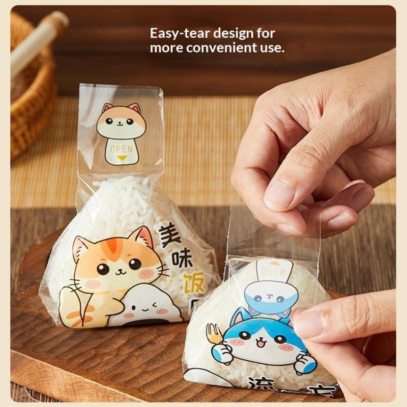 50Pcs Triangle Rice Vegetable Roll Onigiri Sushi Disposable Packaging Bags Lunch Bento Accessories