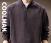 Men's Retro Half-Zip Heavyweight Hoodie - Winter Velvet, Loose Fit, Stand Collar, Large Size.