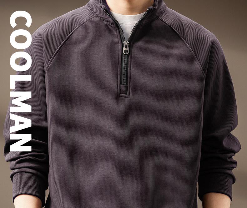 Men's Retro Half-Zip Heavyweight Hoodie - Winter Velvet, Loose Fit, Stand Collar, Large Size.