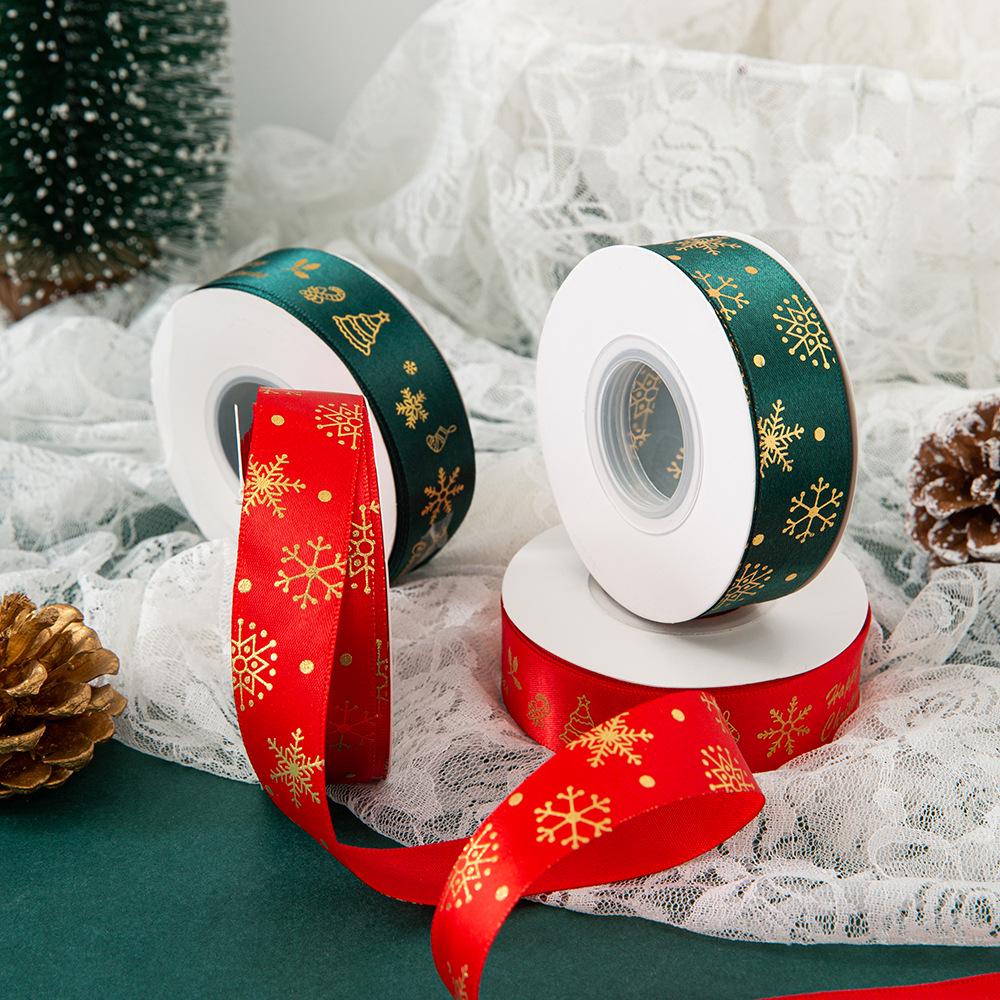 2.5cm Christmas Tree Satin Ribbon for DIY Bows, Flowers, Gift Boxes, and Baking Packaging