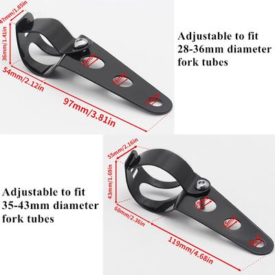 1Pair Universal Motorcycle Headlight Mount Brackets Clamp Fork Ear Chopper Headlamp Holder 28mm-43mm Adjust Motor Fork Mount