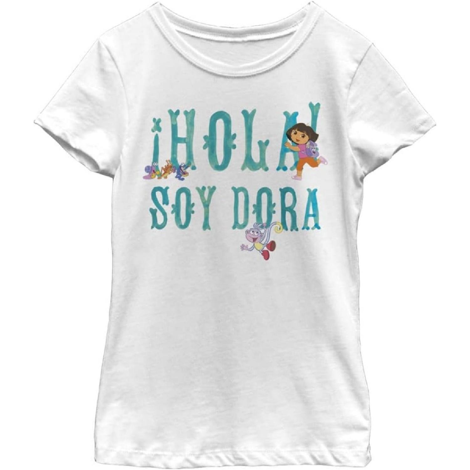 Nickelodeon Girls Dora The Explorer Hola Soy Dora Girls Short Sleeve Tee Shirt S